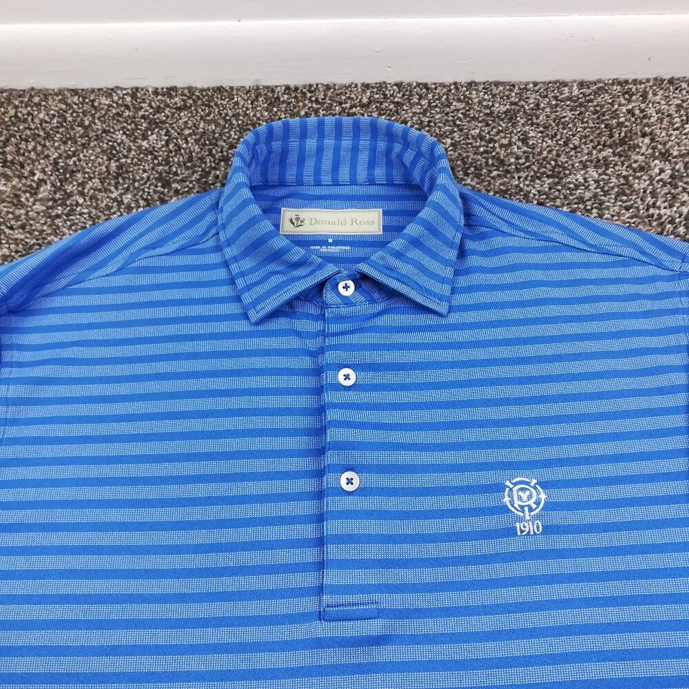 Old York Road Country Club Polo Shirt Donald Ross Striped Blue Mens Medium
